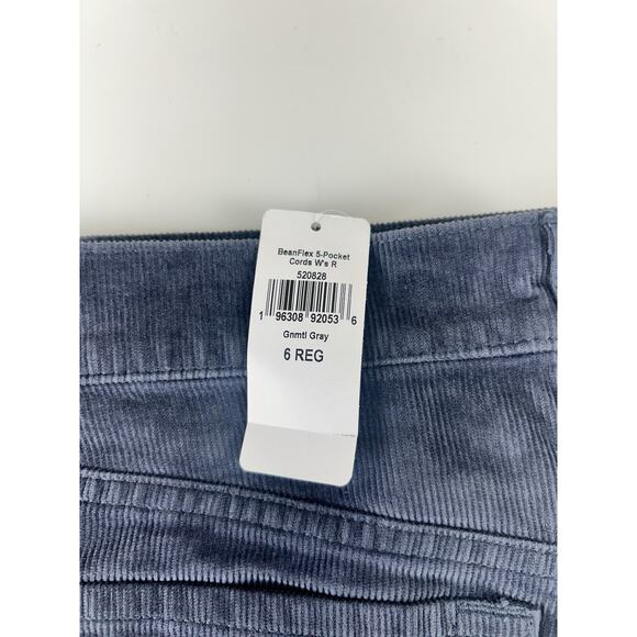 LL Bean Corduroy Pants Womens 6 Reg Favorite Fit Gray Cords Straight Leg 5 pocke - Picture 3 of 14